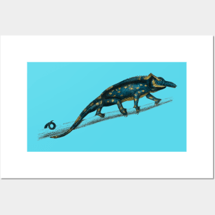 Vintage West Usambara two-horned chameleon Posters and Art